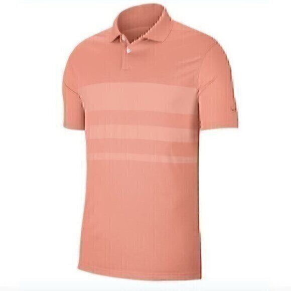 NIKE Vapor Stripe Golf Polo Pink Quartz Dri-Fit Short Sleeve Golfing Medium M - Picture 1 of 11